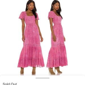 NWT LoveShackFancy Norma Dress, Pink Hand Dyed